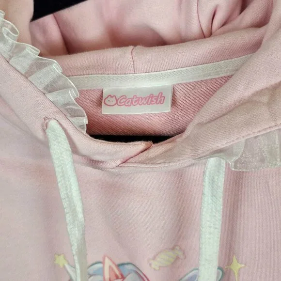 Catwish Pastel Unicorn Hoodie Pink Blue Ombre Kawaii Fairycore Sweatshirt - Picture 6 of 11